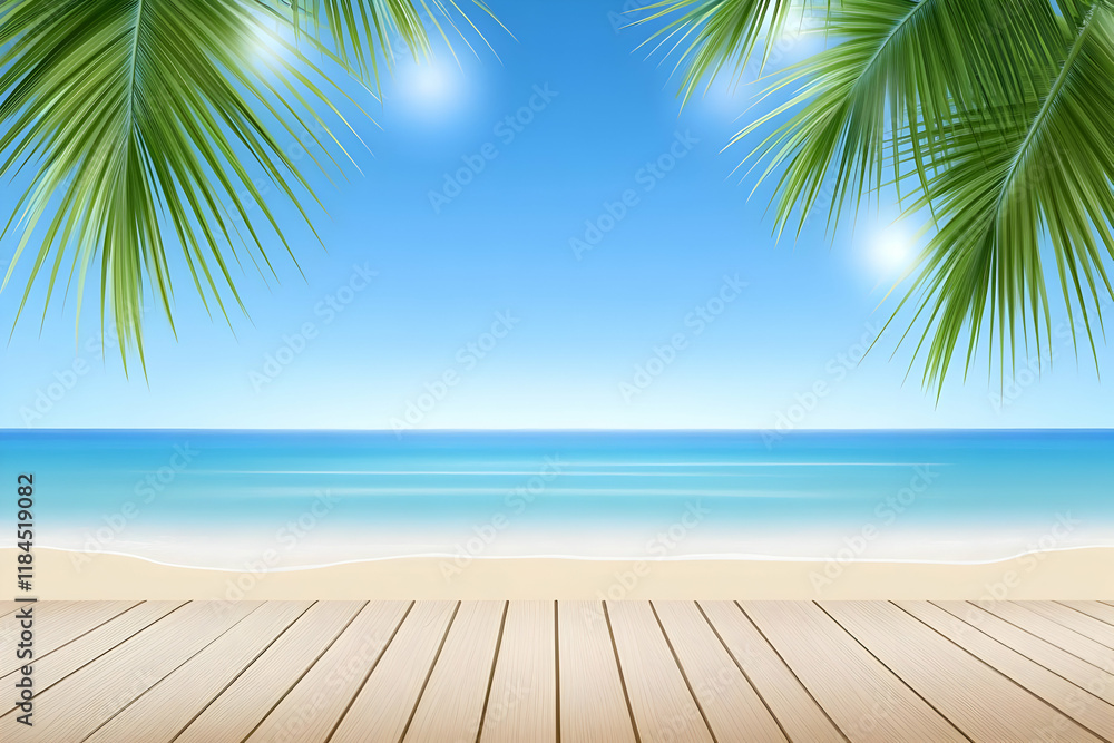 Beach Summer Wooden Deck Illustration Beach Summer Wooden Deck Illustration