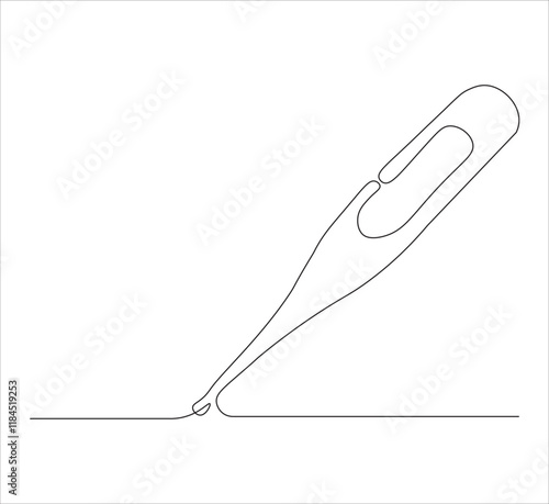 One continuous line drawing of medical thermometer. single line of medical thermometer drawing.  medical thermometer illustration. Editable outline
