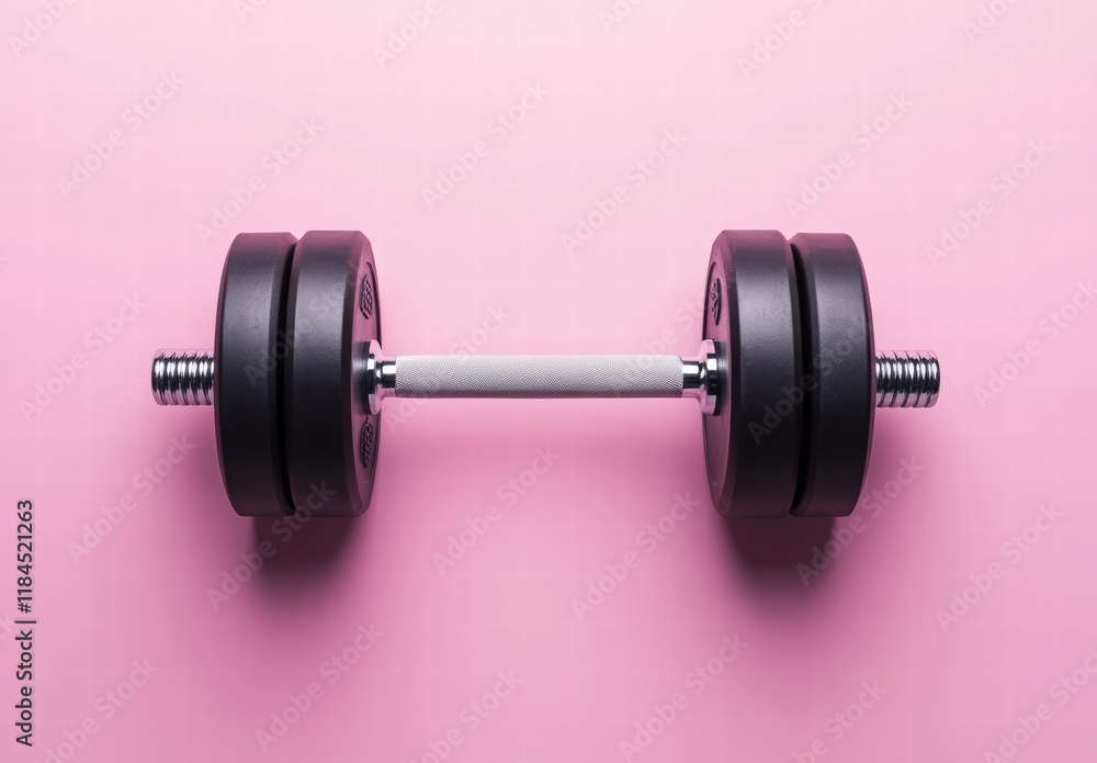 Obraz premium A black dumbbell is on a pink background