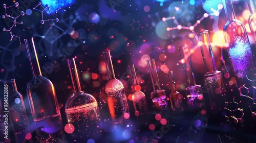 Wallpaper Mural Abstract chemical science banner with molecular structures and laboratory elements Torontodigital.ca