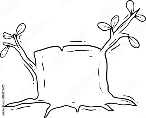 wood stump garden cartoon outline
