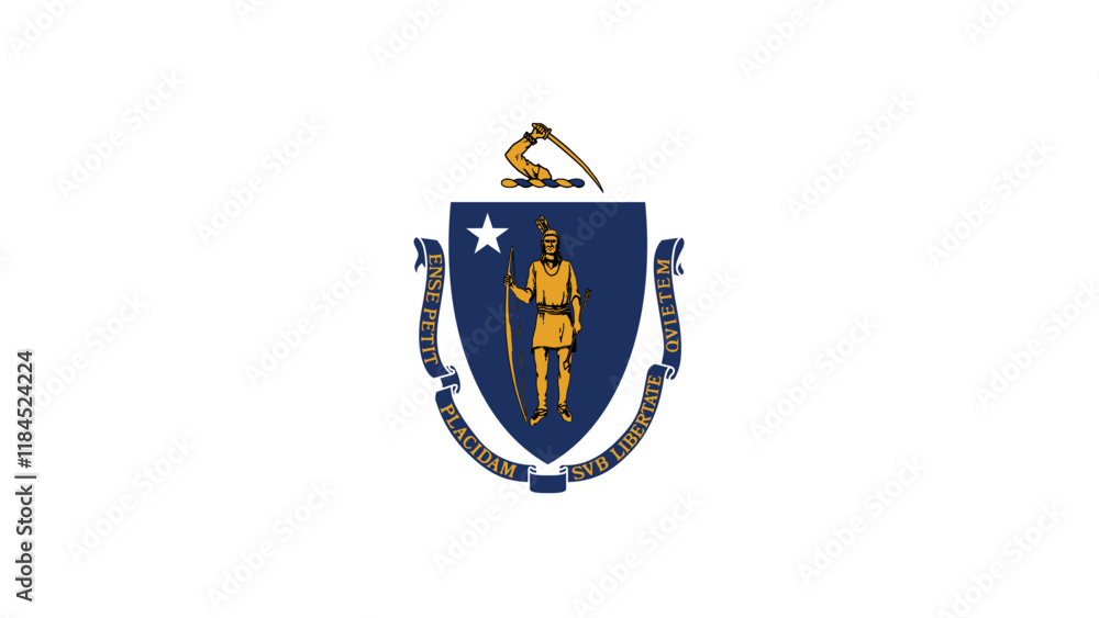 Massachusetts US State Flag Vector Illustration Massachusetts US State Flag Vector Illustration