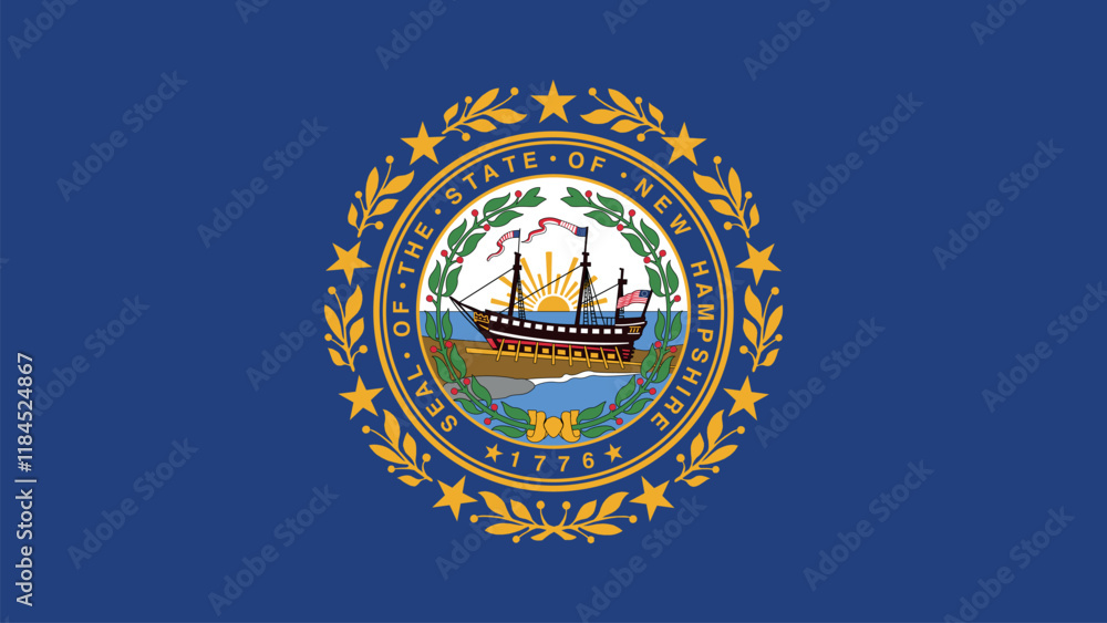 Obraz premium New Hampshire US State Flag Vector Illustration