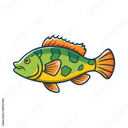 peacock bass vector icon, fish vector illustration - simple illustration of peacock bass perfect for logos, and fish - themed designs.