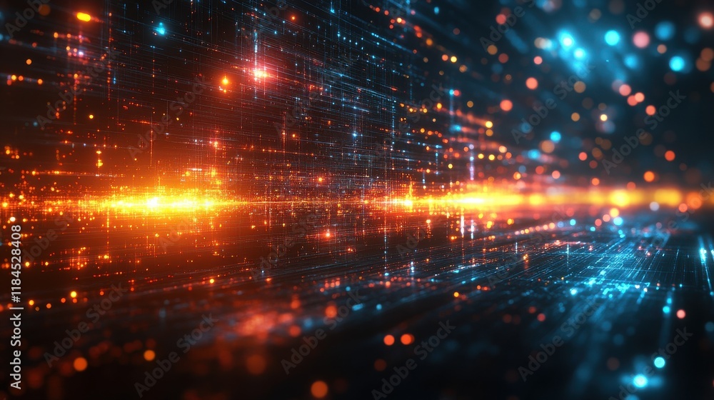Abstract digital background with glowing particles and lines creating a sense of depth. Abstract digital background with glowing particles and lines creating a sense of depth.