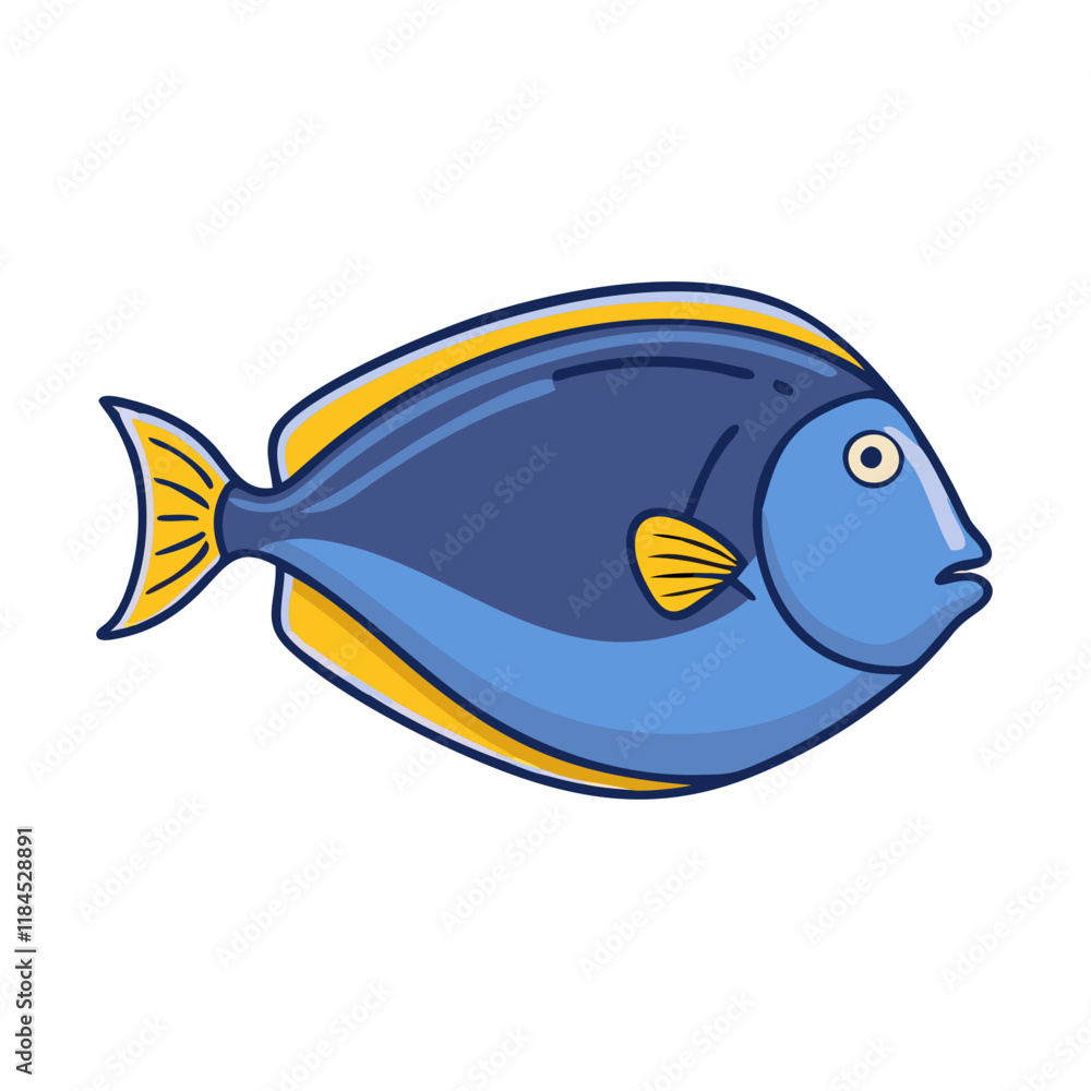 Naklejka premium surgeonfish tang vector icon, fish vector illustration - simple illustration of surgeonfish tang perfect for logos, and fish - themed designs.