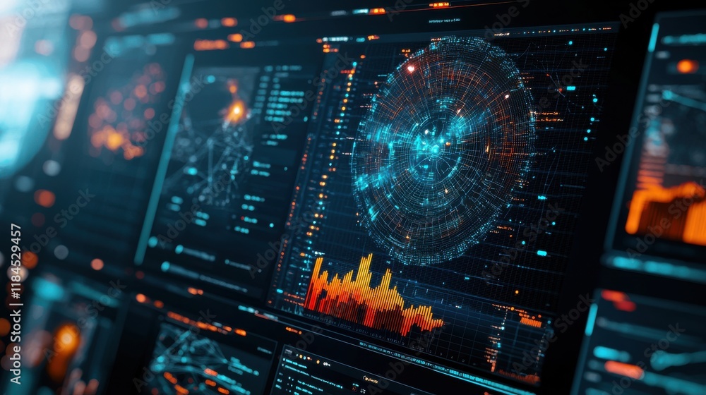Dynamic Futuristic Data Visualization Interface with Holographic Chart and Infographic Elements Dynamic Futuristic Data Visualization Interface with Holographic Chart and Infographic Elements