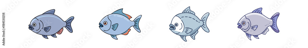 pacu vector icon, fish vector illustration - simple illustration of pacu perfect for logos, and fish - themed designs. pacu vector icon, fish vector illustration - simple illustration of pacu perfect for logos, and fish - themed designs.