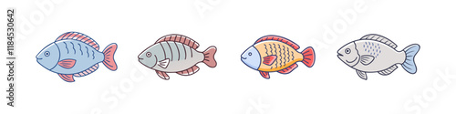 tilapia vector icon, fish vector illustration - simple illustration of tilapia perfect for logos, and fish - themed designs. photo