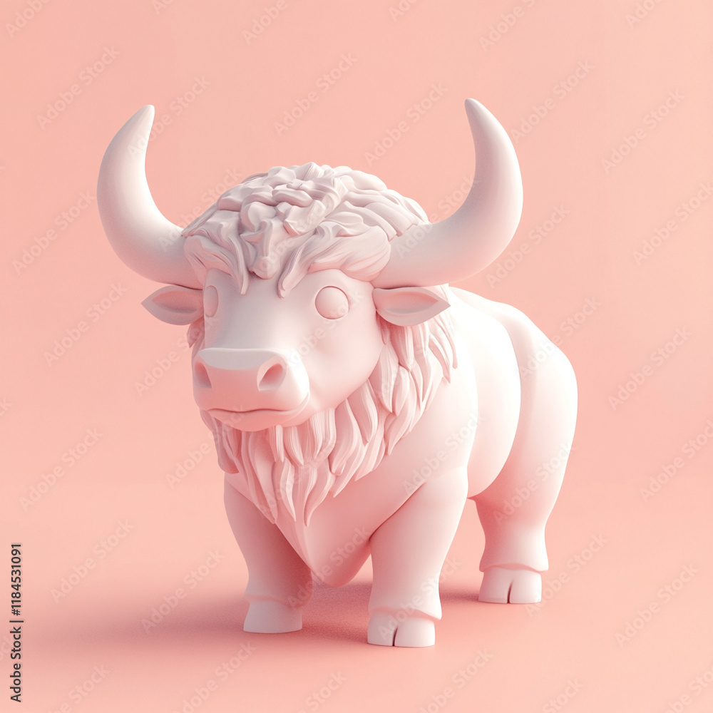 Geometric Buffalo clay cute illustration Geometric Buffalo clay cute illustration
