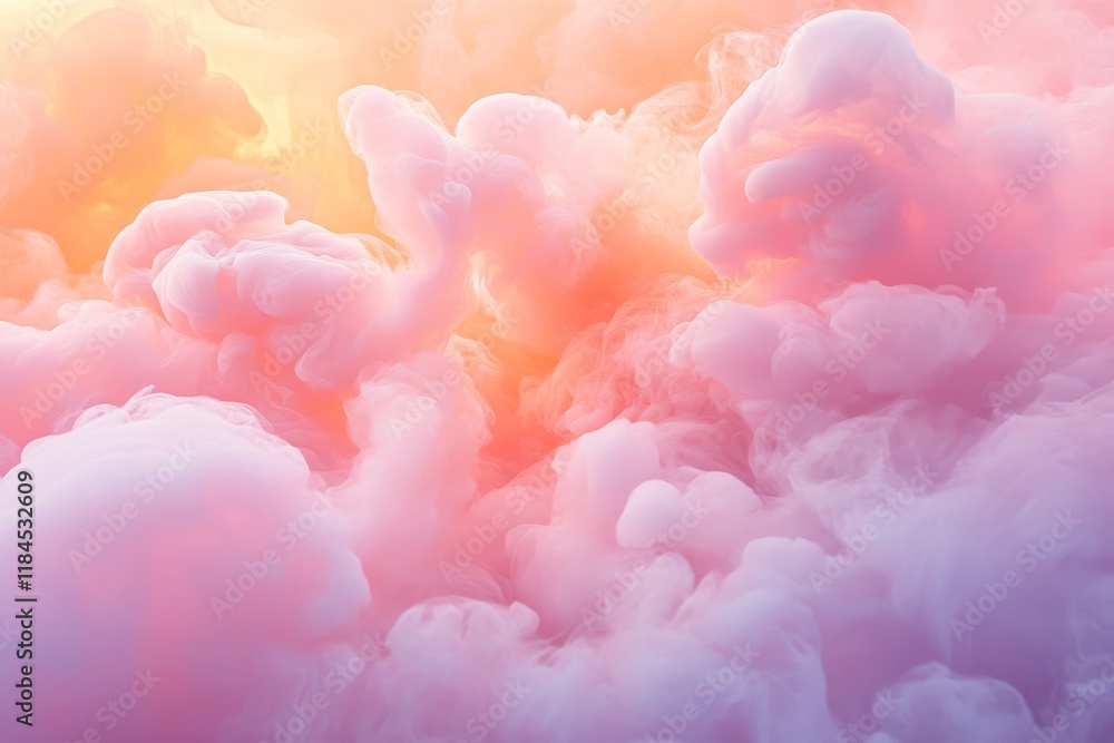 Cotton candy-like pink and orange cloud texture during a vibrant sunset, glowing with soft gradients Cotton candy-like pink and orange cloud texture during a vibrant sunset, glowing with soft gradients