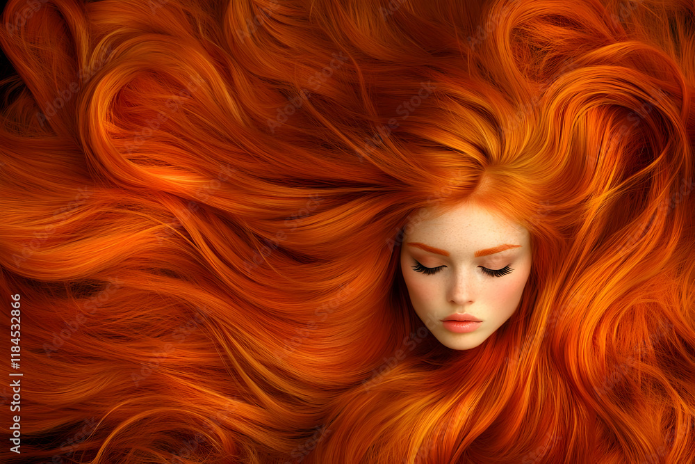 Obraz premium Fiery Red Hair Illustration