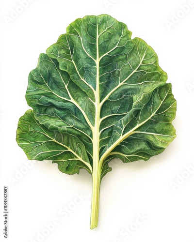 Chard leaves isolated on white background fresh produce food minimalist design top-down view healthy concept