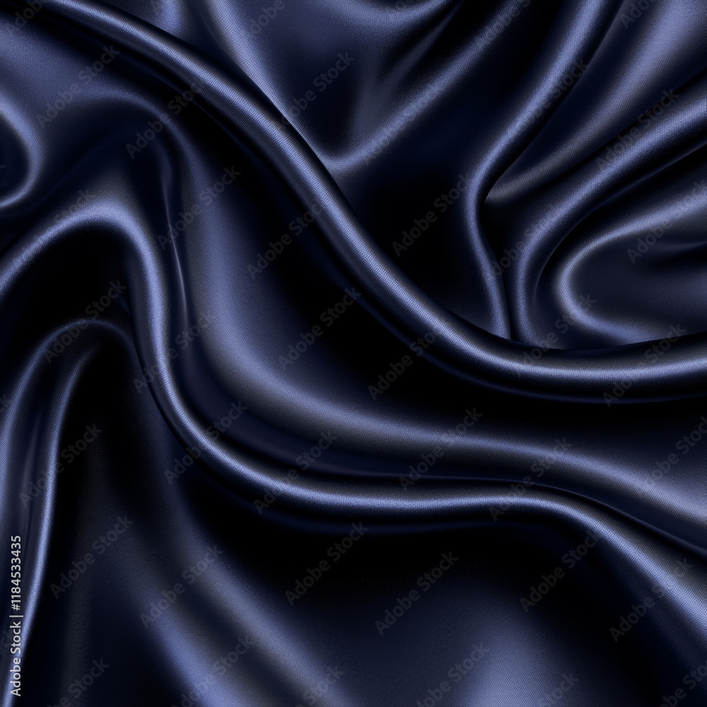 Obraz premium Dark navy silk satin with smooth, soft folds and a gradient of rich blues. An elegant and luxurious fabric texture, perfect for sophisticated design.