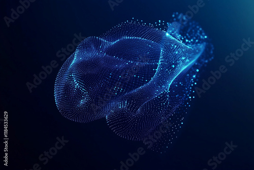 Low poly brain or Artificial intelligence concept. Symbol of Wisdom point. Abstract vector image of a human Brine. Low Polygonal wireframe blue illustration on dark background. Lines and dots. 