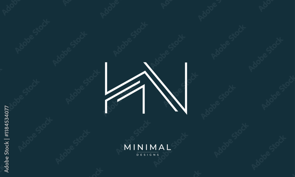 Obraz premium Alphabet letter icon logo HN