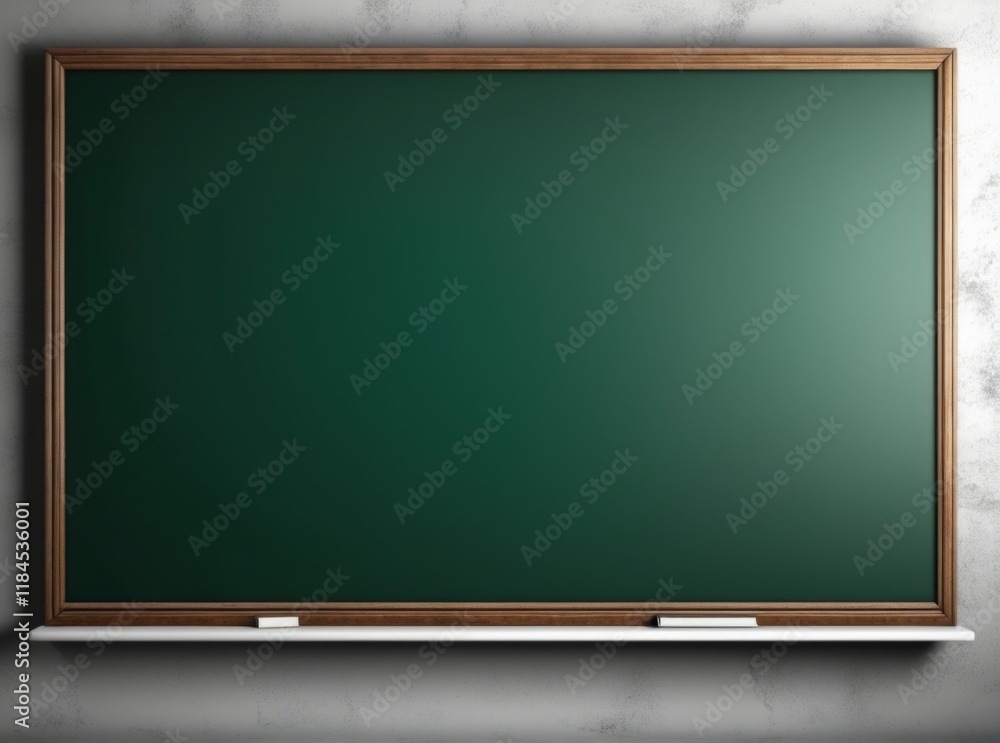 Empty chalkboard in a classroom setting, ready for educational activities or creative lessons Empty chalkboard in a classroom setting, ready for educational activities or creative lessons