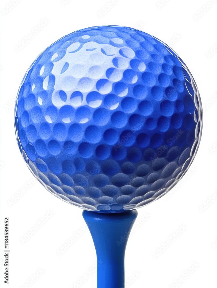 A blue golf ball with a blue tee A blue golf ball with a blue tee