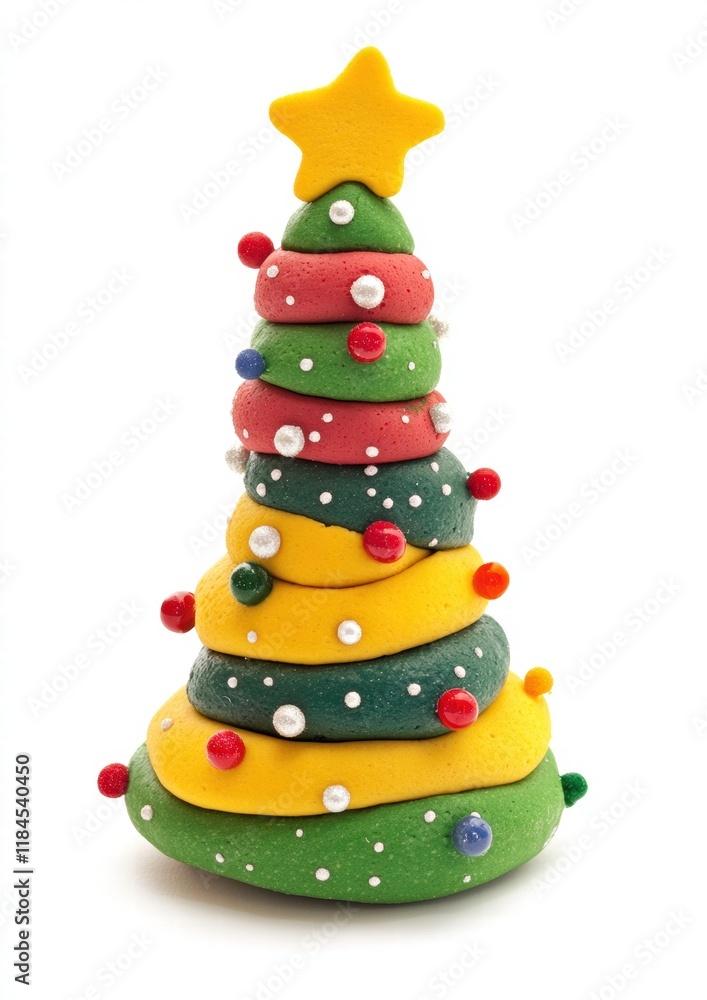 A Christmas tree made of clay with a star on top A Christmas tree made of clay with a star on top