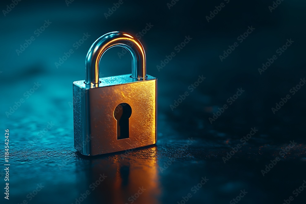 Fototapeta premium cyber security padlock symbolizes the protection and safeguarding of digital assets and information against unauthorized access, cyber threats, and malicious activities