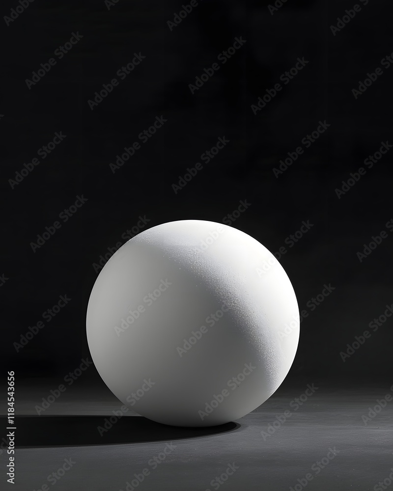 Minimalist White Yoga Ball Against Stark Black Backdrop Elegant Geometric Form in Contemporary Monochrome Studio Setup Minimalist White Yoga Ball Against Stark Black Backdrop Elegant Geometric Form in Contemporary Monochrome Studio Setup