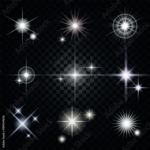mega pack of silver sparkling element background with blur effect
