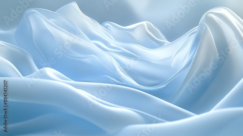 Soft Blue Silk Fabric Draped in Gentle Waves