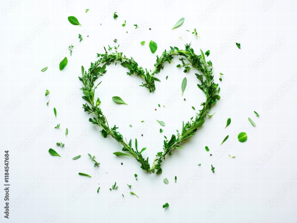Fototapeta premium A heart made of green leaves and stems