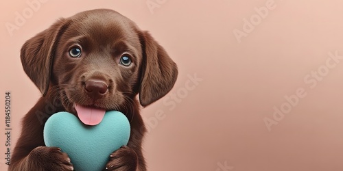 Adorable Puppies Hugging Hearts portraits in Hyper-Realistic Settings photo