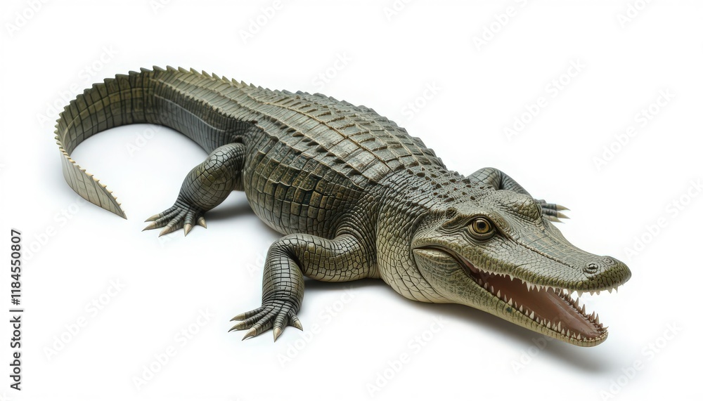 Naklejka premium Detailed Studio Shot of a Realistic Crocodile