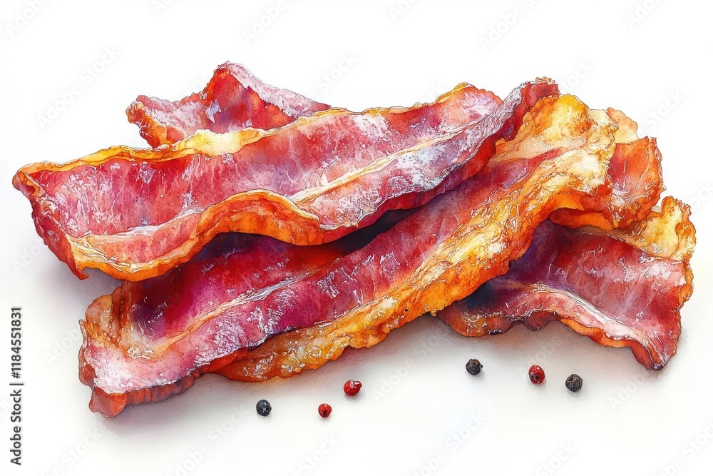 delicate watercolor bacon illustration with translucent layers subtle color gradients and artistic brush strokes on clean white background delicate watercolor bacon illustration with translucent layers subtle color gradients and artistic brush strokes on clean white background