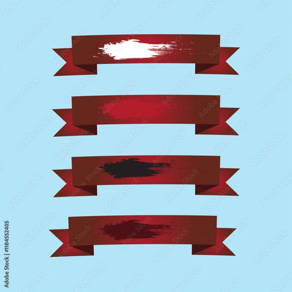 Ribbon mockups. Red gradient ribbons. Vector icons. Decoration design element. Simple vintage flag cartoon. Grunge abstract splash. Ribbon mockups. Red gradient ribbons. Vector icons. Decoration design element. Simple vintage flag cartoon. Grunge abstract splash.