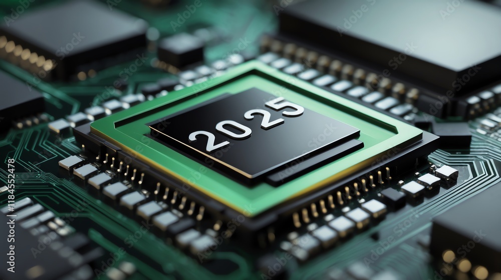 Close-up of a microprocessor with 