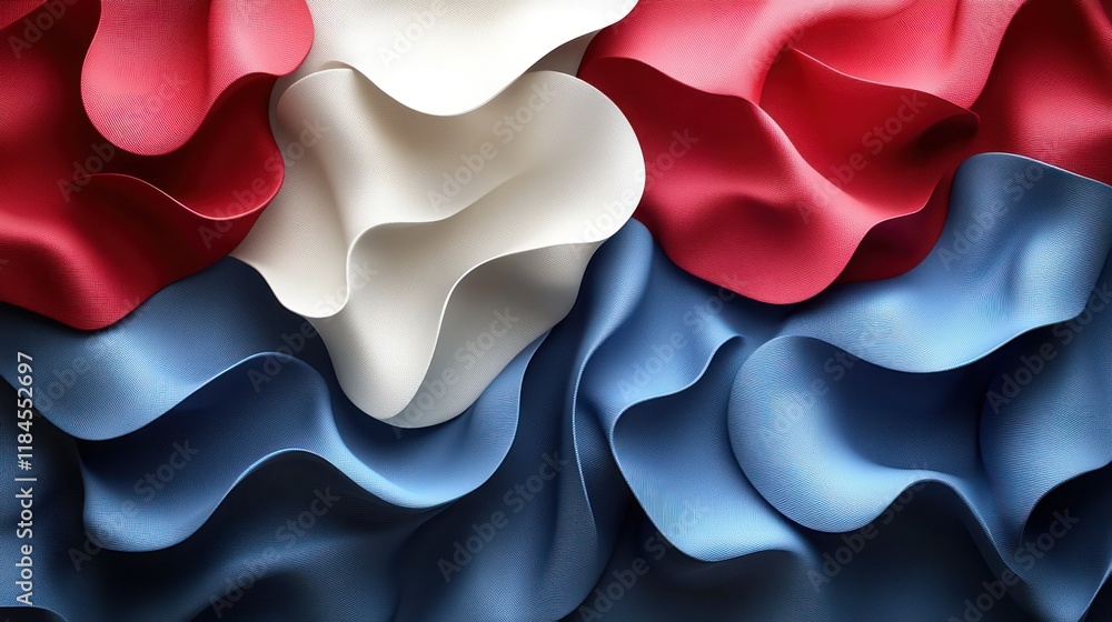 Abstract wavy red, white, blue fabric. Abstract wavy red, white, blue fabric.