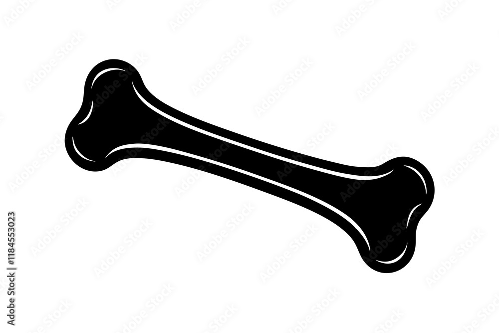 Bone Icon Silhouette on White Background Bone Icon Silhouette on White Background