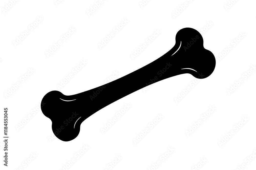 Bone Icon Silhouette on White Background Bone Icon Silhouette on White Background