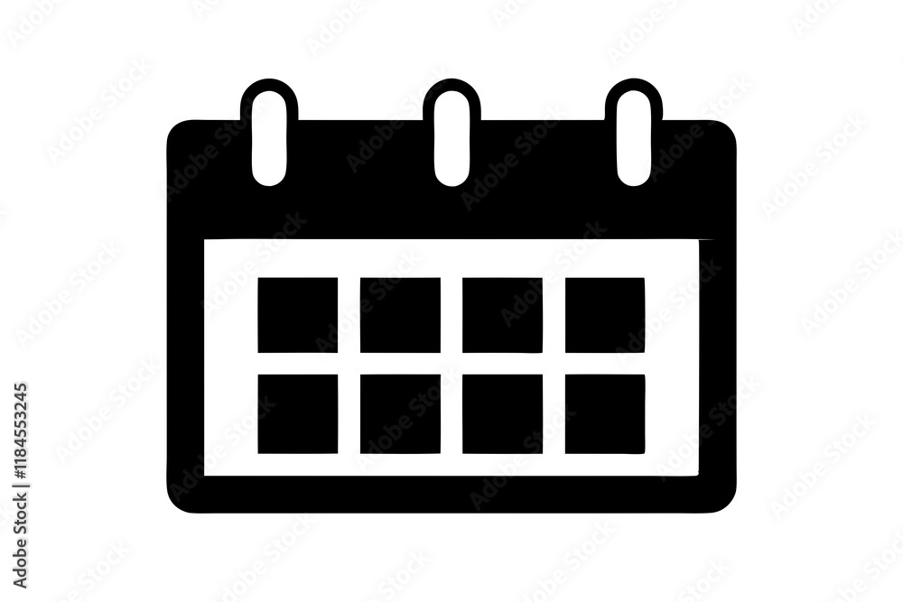 Calendar Icon Silhouette on White Background Calendar Icon Silhouette on White Background
