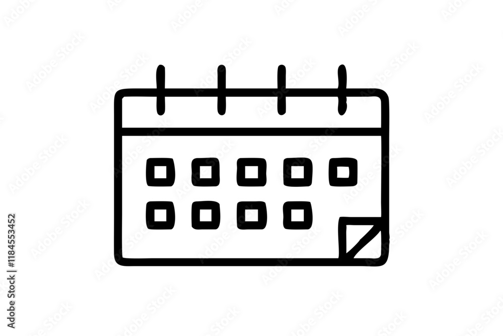 Calendar Icon Silhouette on White Background Calendar Icon Silhouette on White Background