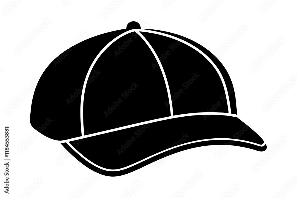 Cap Silhouette Icon on White Background Cap Silhouette Icon on White Background