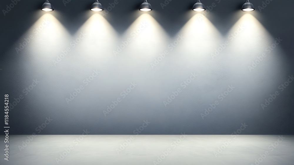 Obraz premium Lit gray wall backdrop with spotlights