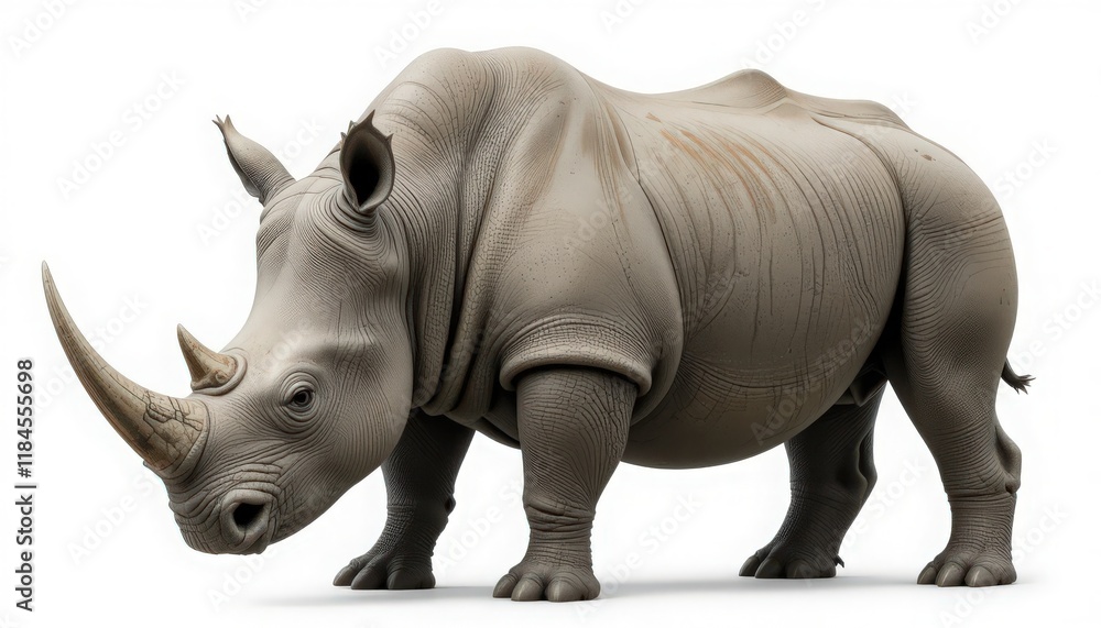 Obraz premium Detailed 3D Model of a White Rhinoceros