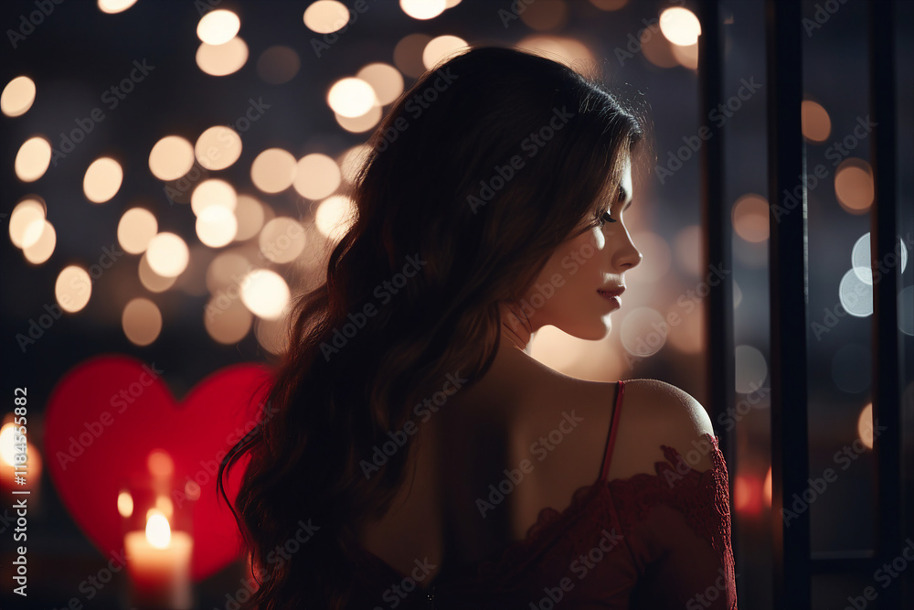 Fototapeta premium Romantic date moment saint Valentine Day celebration Generative AI conceptual illustration poster