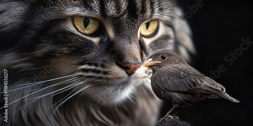 Wallpaper Mural A big cat looking at a bird Torontodigital.ca