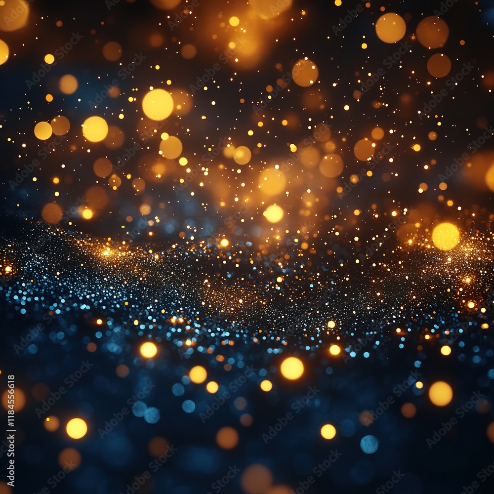 Fototapeta premium A mesmerizing blend of glowing particles and bokeh lights creating a dreamy, abstract atmosphere.