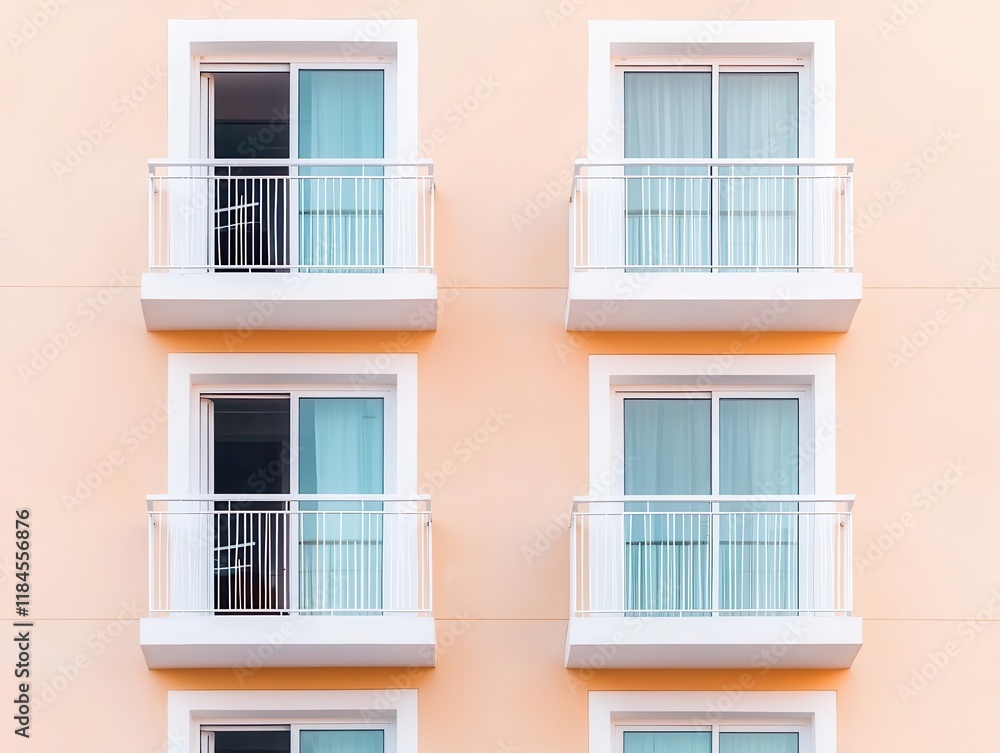 Fototapeta premium A luxury skyscraper featuring heartshaped windows and balconies, embracing Valentine vibes
