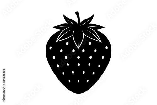 Charming Strawberry Icon Silhouette on a Bright White Background