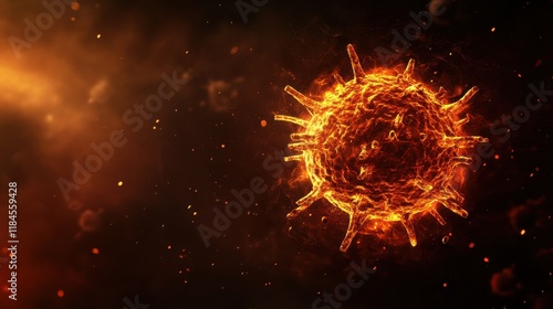 Glowing Virus Particle in Dark Space Environment