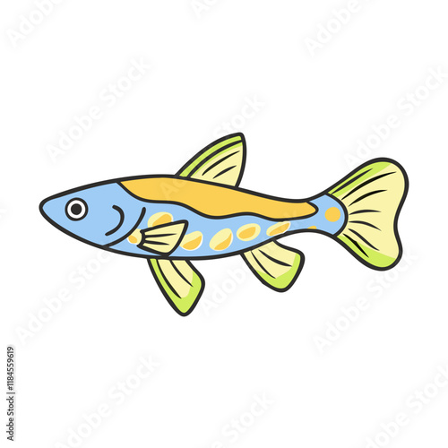 endler s livebearer fish vector icon, aquarium fish vector illustration - simple illustration of endler s livebearer fish perfect for logos, and aquarium fish-themed designs. photo