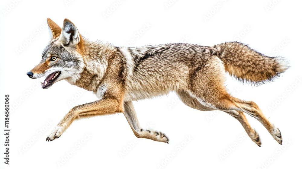 Obraz premium A coyote running, showcasing its agility and natural beauty.