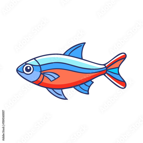 neon tetra fish vector icon, aquarium fish vector illustration - simple illustration of neon tetra fish perfect for logos, and aquarium fish-themed designs.